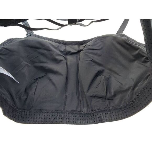 Livi Womens Sports Bra Black Mesh Racerback Spaghetti Cross Strap Nylon Size 14 - Picture 3 of 6